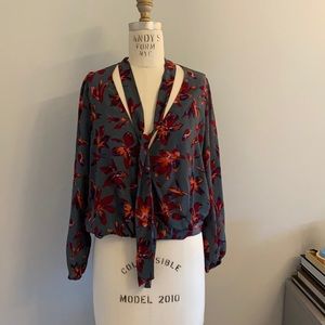 Madewell silk top with elastic waist.